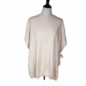 NWT Oversized Loft M/L (fits XL) Pink Speckled Knit Sweater Side Tie Poncho